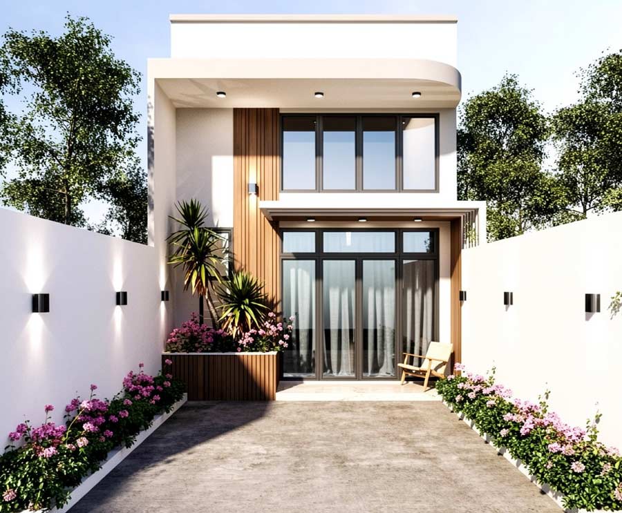 Mẫu nhà vuông 8x9m 1 tầng có gác lửng