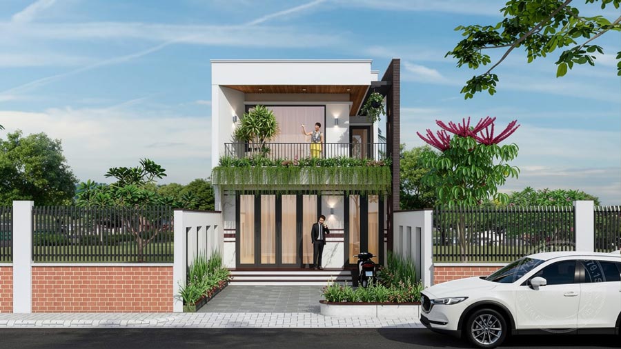 Mẫu nhà vuông 8x9m 1 tầng có gác lửng