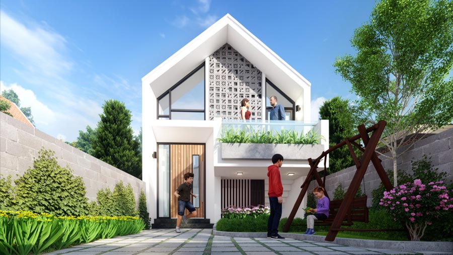 Mẫu nhà vuông 8x9m 1 tầng có gác lửng