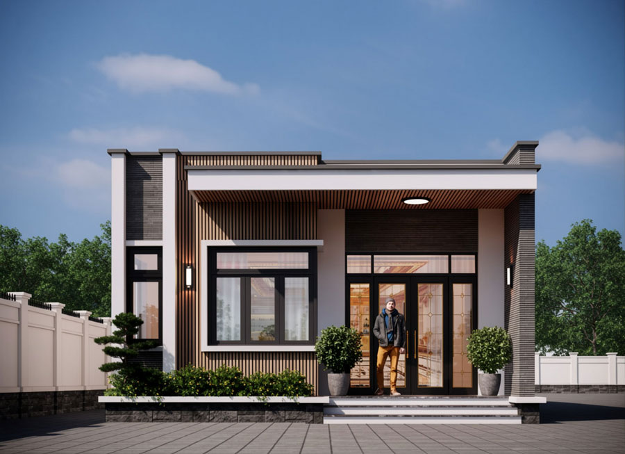 Mẫu nhà vuông 8x9m 1 tầng phong cách hiện đại
