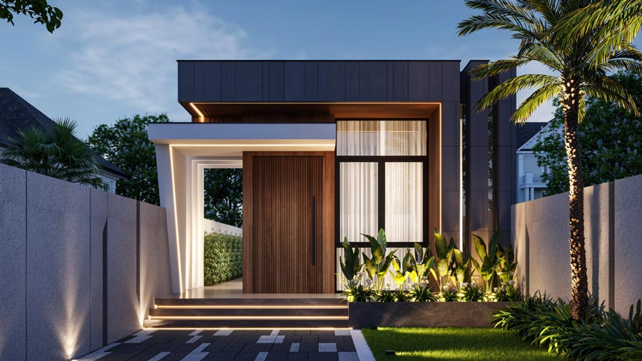 Mẫu nhà vuông 8x9m 1 tầng phong cách hiện đại