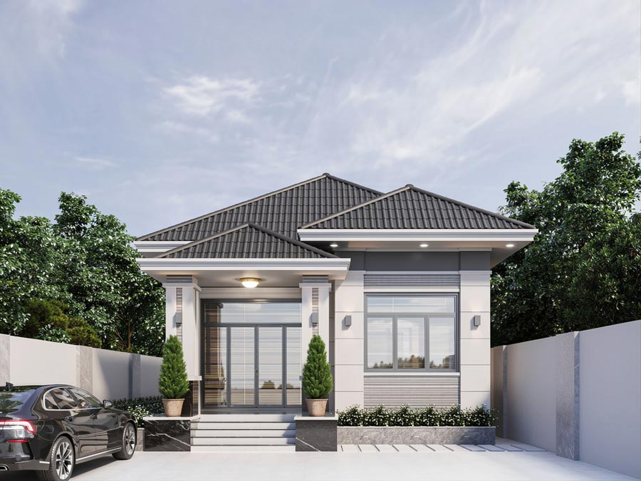 Mẫu nhà vuông 8x9m 1 tầng mái Nhật
