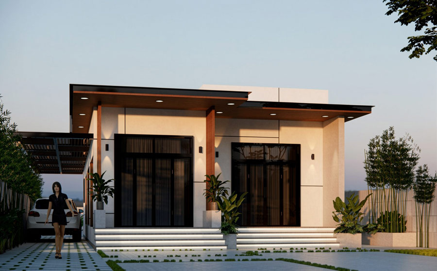 Mẫu nhà vuông 8x9m 1 tầng mái bằng