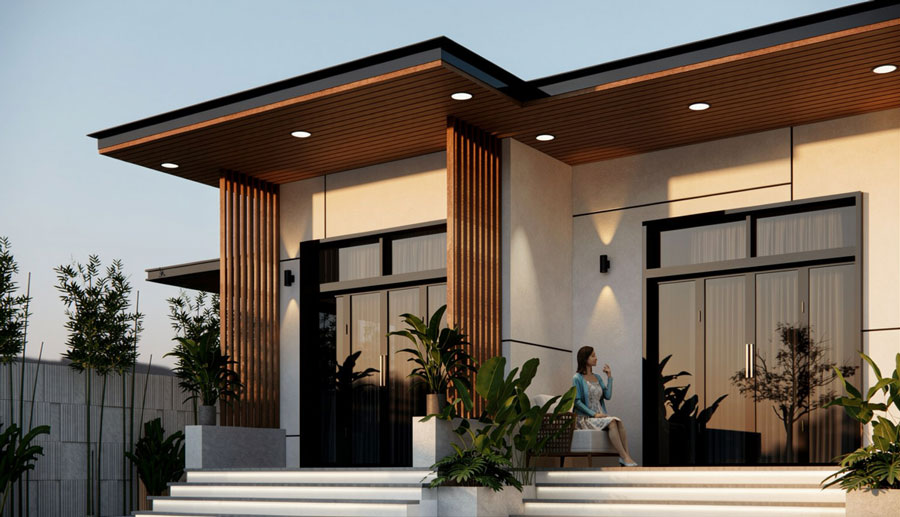 Mẫu nhà vuông 8x9m 1 tầng mái bằng