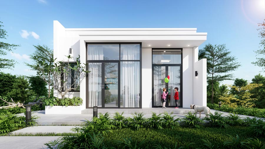 Mẫu nhà vuông 8x9m 1 tầng mái bằng