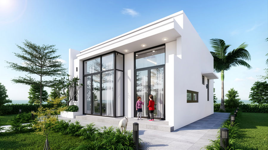 Mẫu nhà vuông 8x9m 1 tầng mái bằng