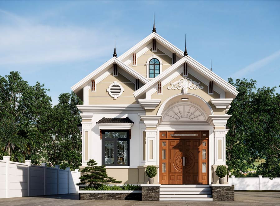 Mẫu nhà vuông 8x9m 1 tầng mái Thái