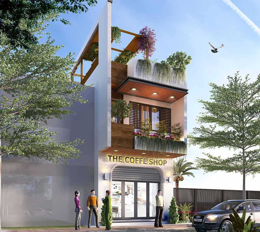 Thiết kế nhà 2 tầng có sân thượng 3 phòng ngủ