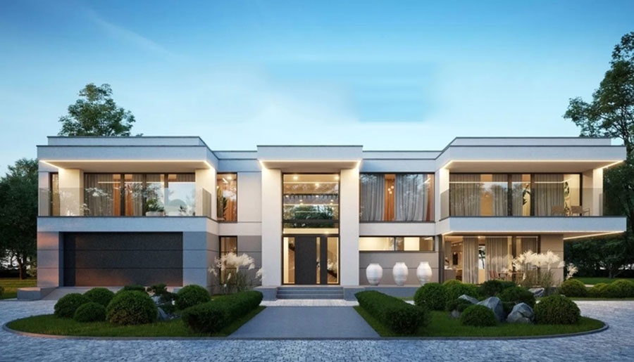 Thiết kế mẫu nhà chữ u 2 tầng có sân vườn