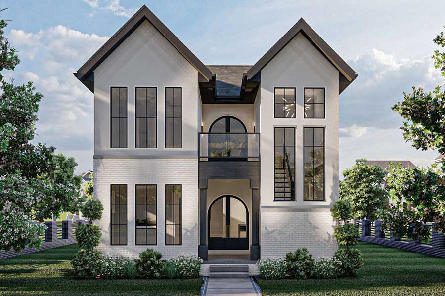 Thiết kế nhà 2 tầng chữ U phong cách Châu Âu