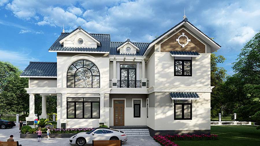 Mẫu nhà chữ U 2 tầng mái thái