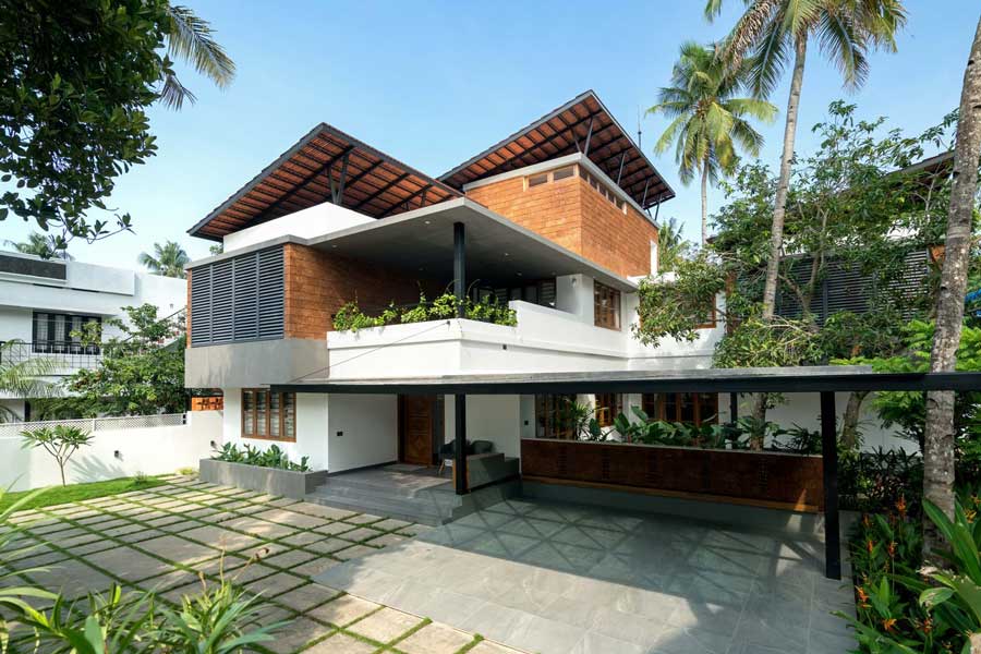 Thiết kế nhà mái lệch 2 tầng diện tích 100m2