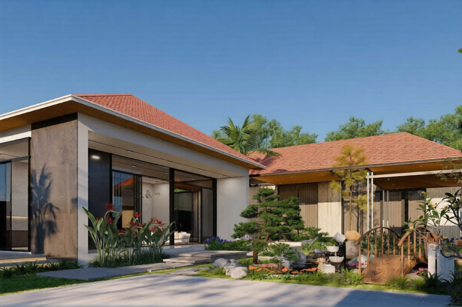 Những ưu điểm nổi bật của kiến trúc nhà chữ L 1 tầng 3 phòng ngủ