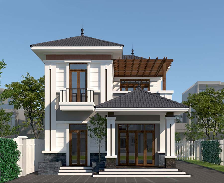 Nhà vuông 2 tầng 8x9m 3 phòng ngủ