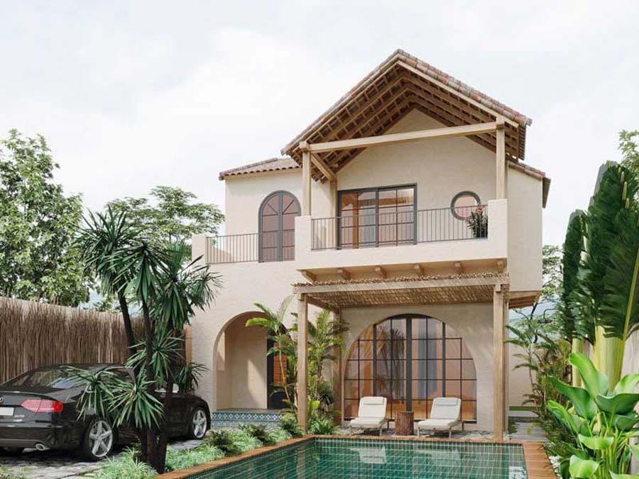 Thiết kế nhà vuông 8x9m 2 tầng Địa trung hải