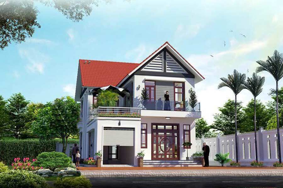 Mẫu nhà vuông 8x9m 2 tầng mái Thái
