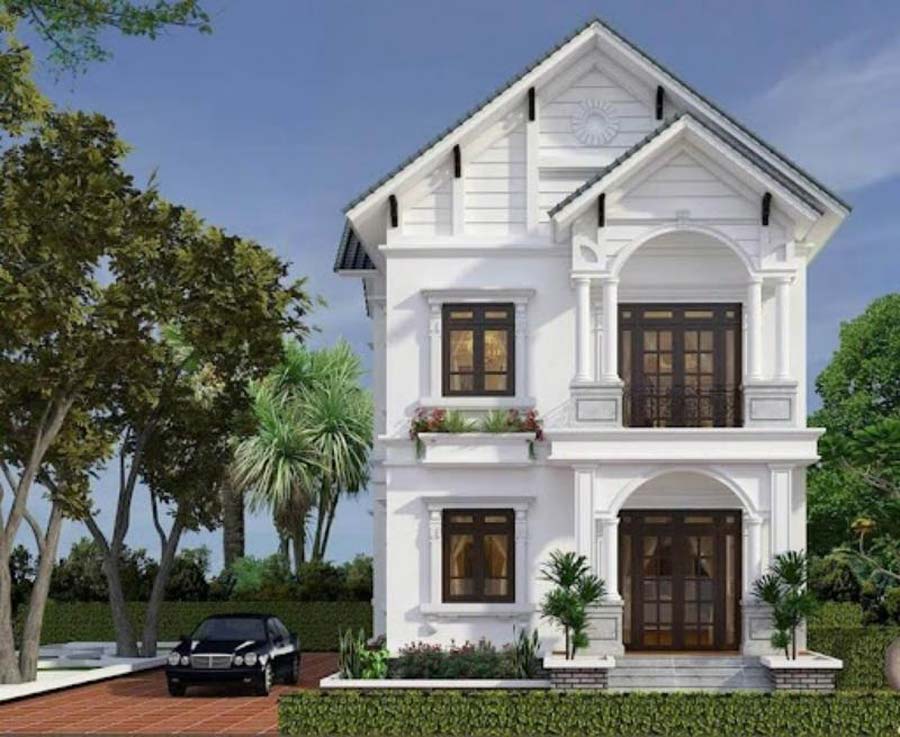 Thiết kế nhà vuông 8x9m 2 tầng tân cổ điển