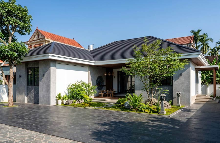 Vì sao mẫu nhà 1 tầng chữ L 100m2 được nhiều gia chủ lựa chọn?