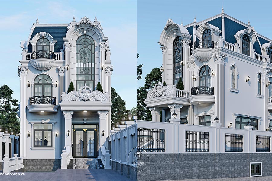 Biệt thự kiểu Pháp 3 tầng có tầng hầm