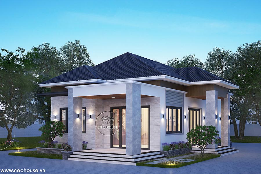 Biệt thự nhà vườn 1 tầng mái Nhật 3 phòng ngủ
