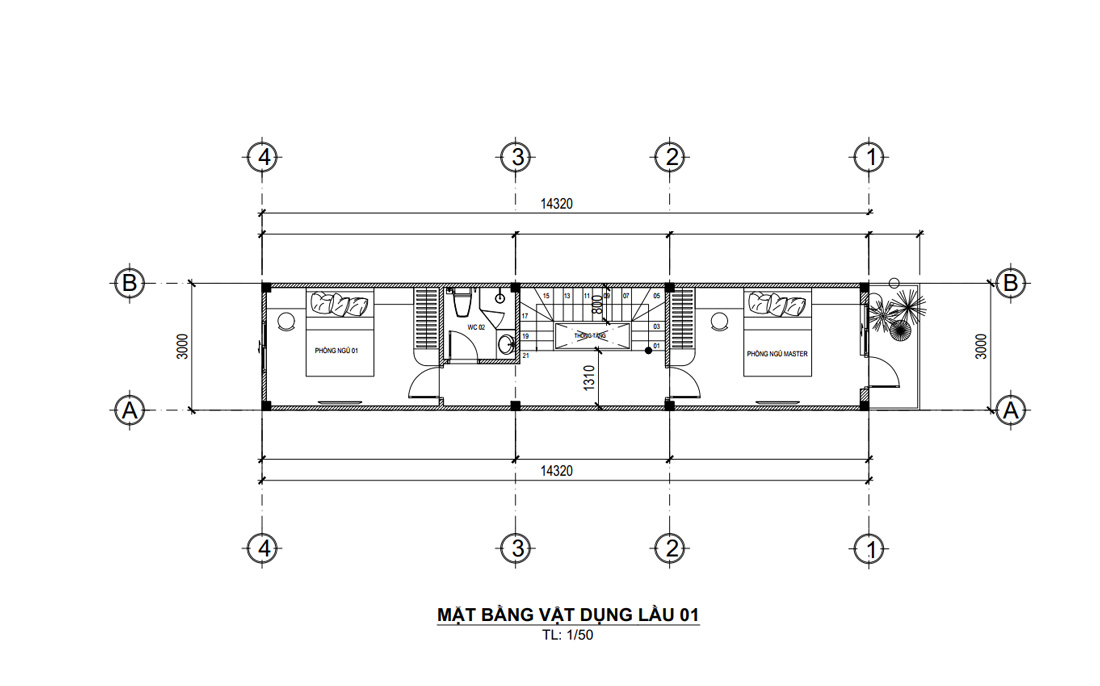 Mặt bằng lầu 1 nhà phố hiện đại 3 tầng mặt tiền 3m tại HCM