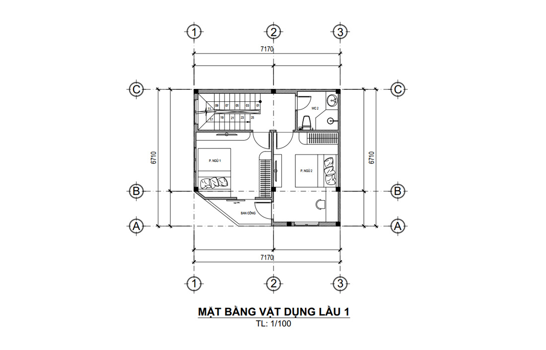 Mặt bằng lầu 1 nhà phố hiện đại 4 tầng 2 mặt tiền tại Gò Vấp, HCM