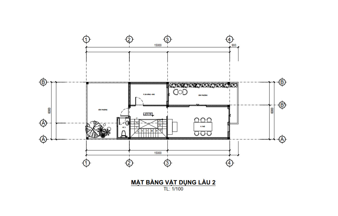 Mặt bằng lầu 2 nhà phố hiện đại 3 tầng 1 lửng mặt tiền 6m tại Hóc Môn, HCM