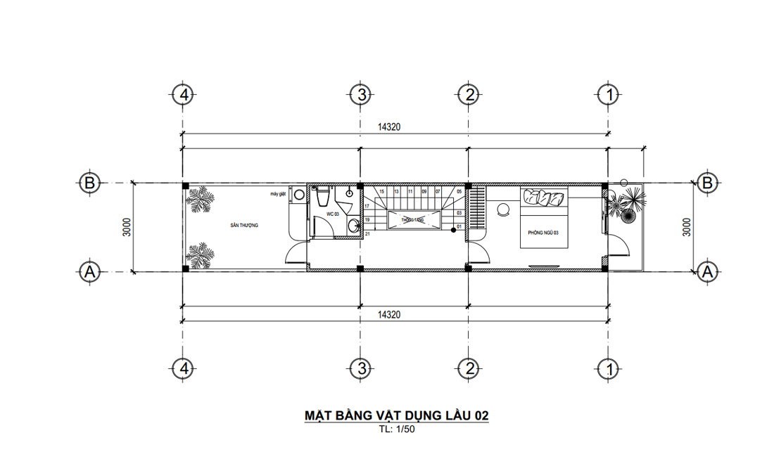 Mặt bằng lầu 2 nhà phố hiện đại 3 tầng mặt tiền 3m tại HCM