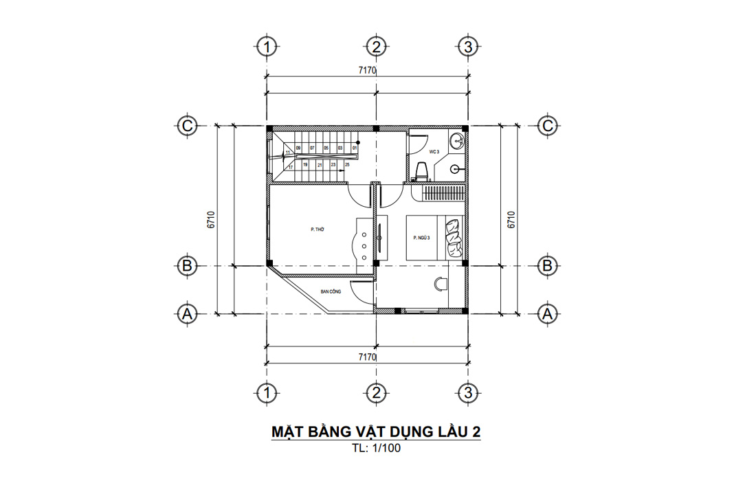 Mặt bằng lầu 2 nhà phố hiện đại 4 tầng 2 mặt tiền tại Gò Vấp, HCM