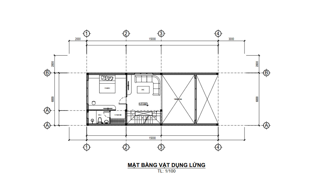 Mặt bằng tầng lửng nhà phố hiện đại 3 tầng 1 lửng mặt tiền 6m tại Hóc Môn, HCM