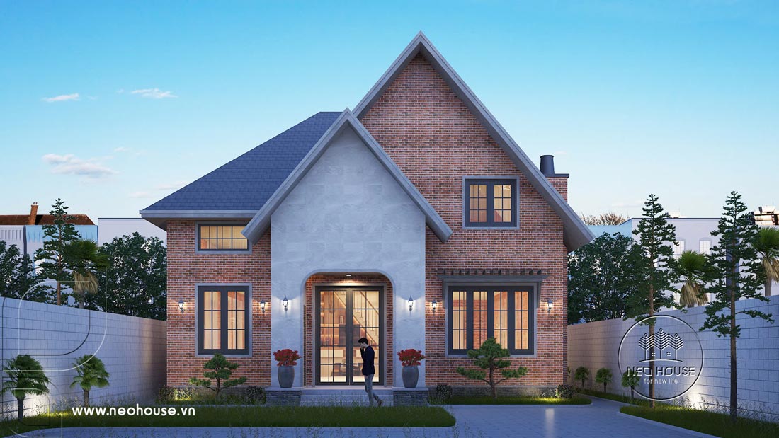 Phối cảnh 3D biệt thự mái Thái 2 tầng kiểu Mỹ tại Đà Nẵng. Ảnh 1