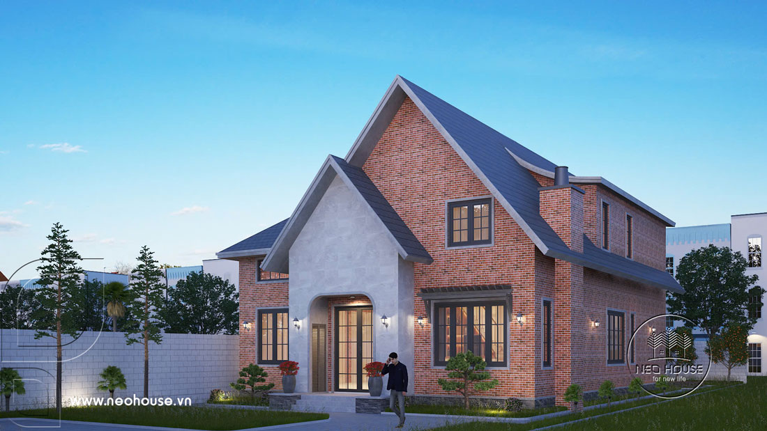 Phối cảnh 3D biệt thự mái Thái 2 tầng kiểu Mỹ tại Đà Nẵng. Ảnh 2