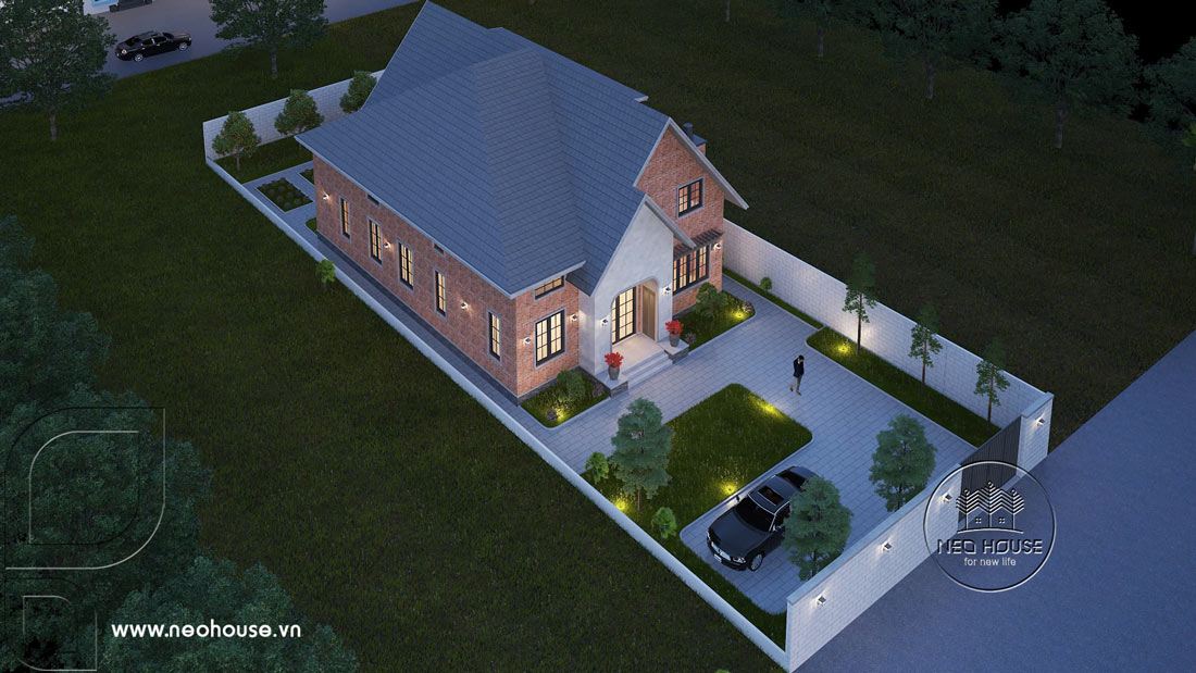 Phối cảnh 3D biệt thự mái Thái 2 tầng kiểu Mỹ tại Đà Nẵng. Ảnh 4