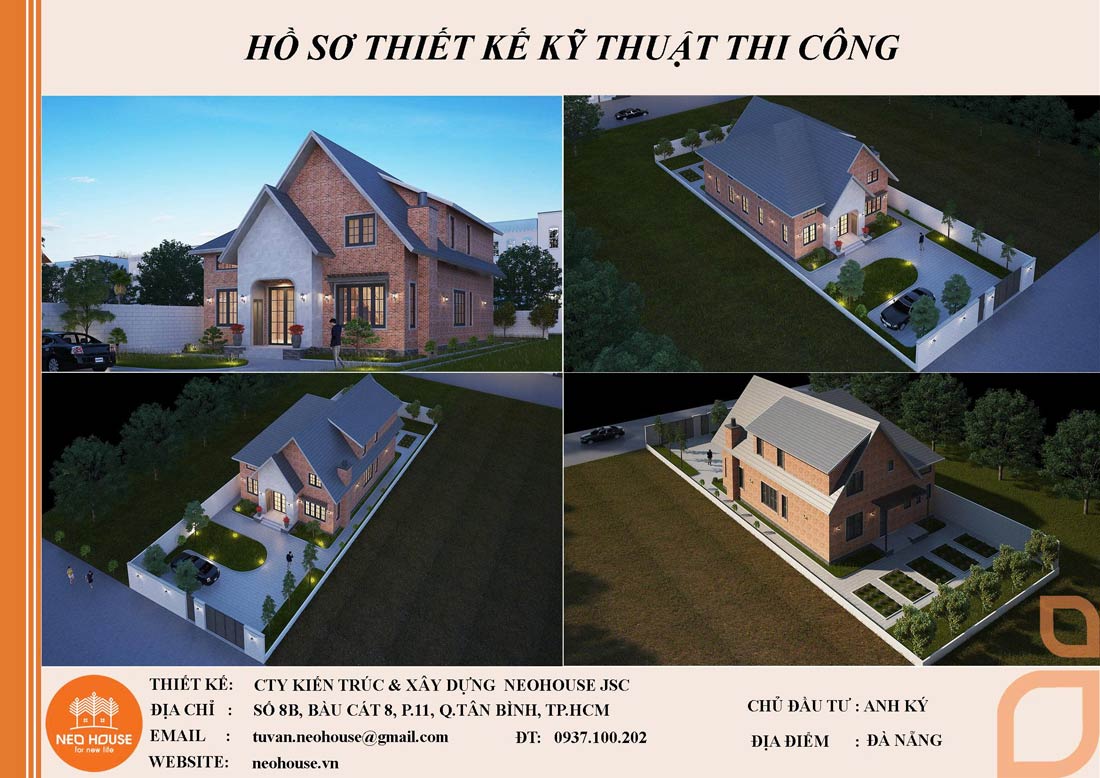 Tư vấn thiết kế biệt thự mái Thái 2 tầng kiểu Mỹ tại Đà Nẵng