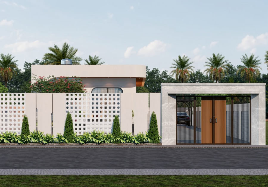 Mẫu nhà 8x12m 1 tầng 3 phòng ngủ