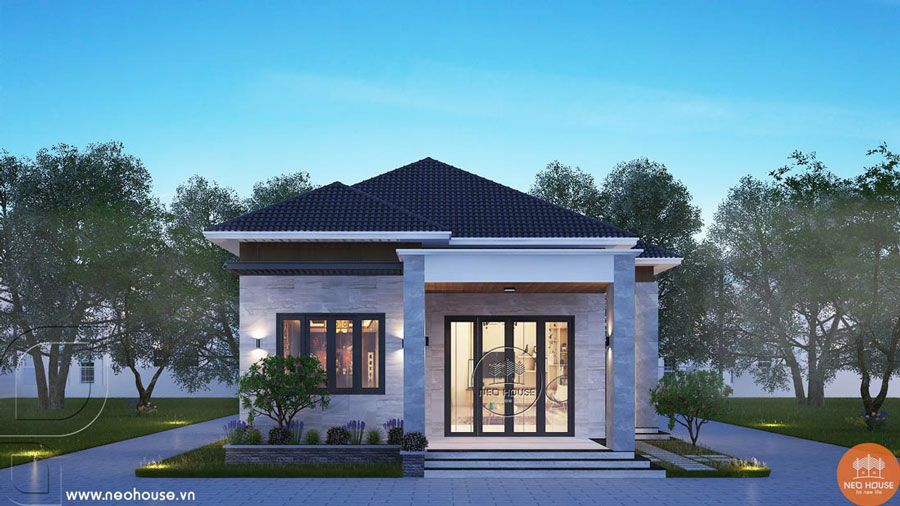 Mẫu nhà 8x12m 1 tầng mái Nhật