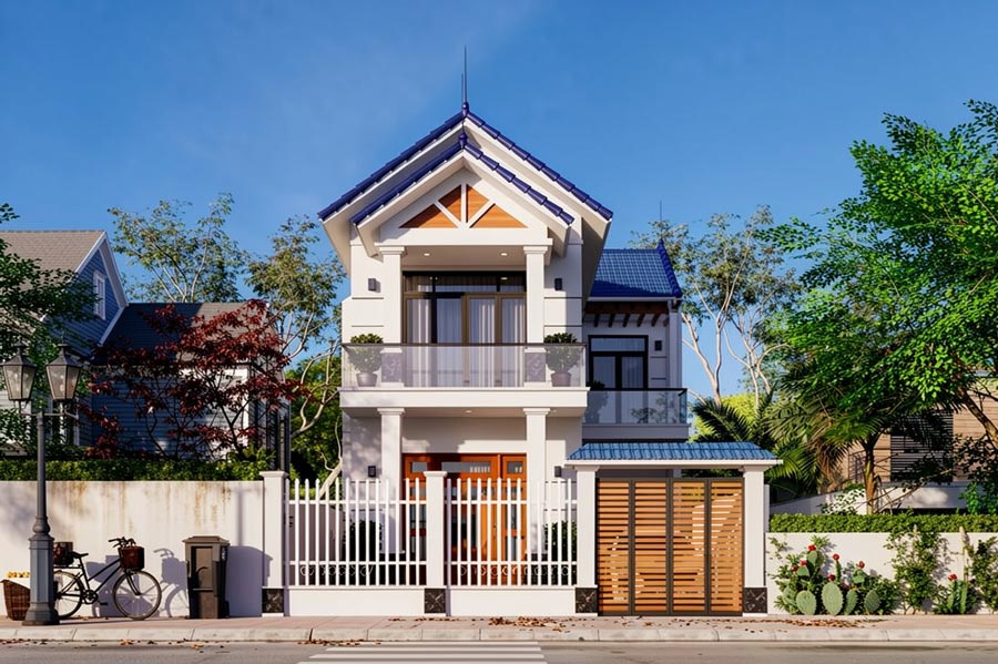 Thiết kế nhà mái ngói 2 tầng 100m2