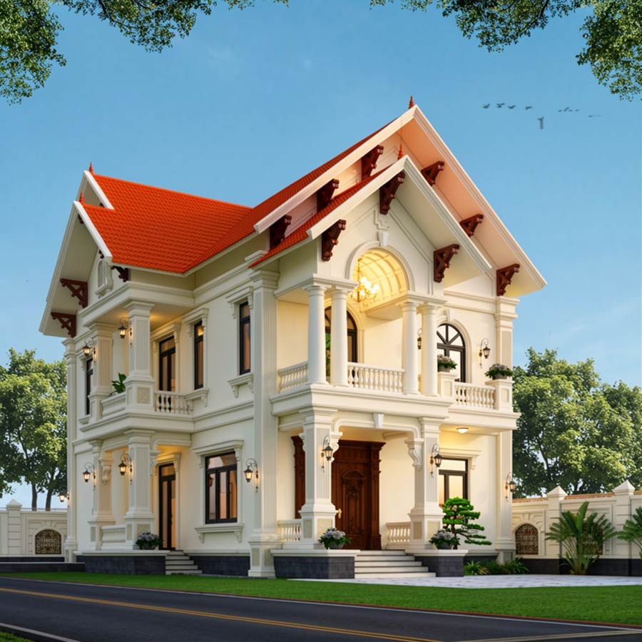 Mẫu thiết kế nhà 2 tầng mái ngói 130m2