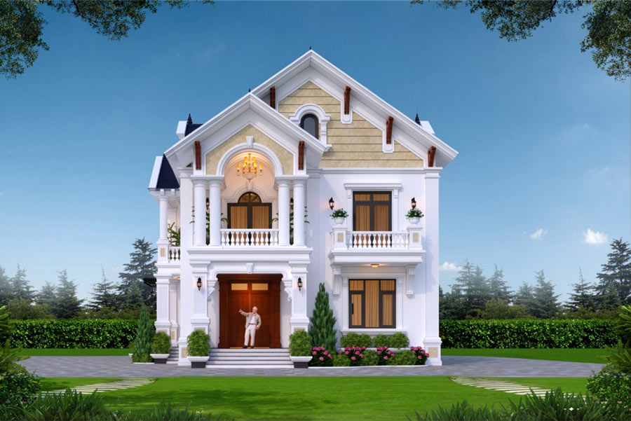 Mẫu thiết kế nhà 2 tầng mái ngói 150m2