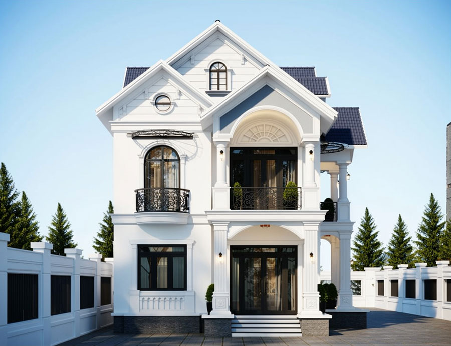 Mẫu nhà mái ngói 2 tầng 4 phòng ngủ