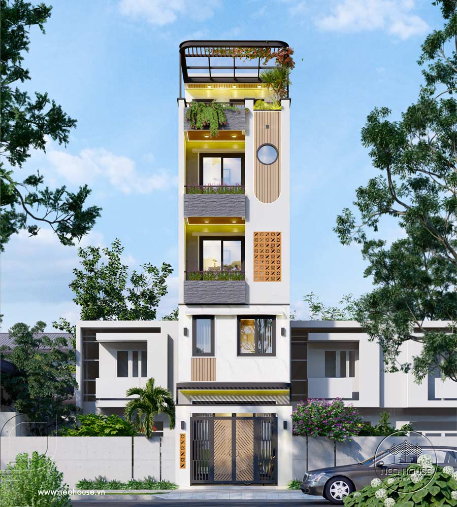 Thiết kế nhà phố 4 tầng 1 tum 4x10m 5 phòng ngủ hiện đại tại HCM. Ảnh 1