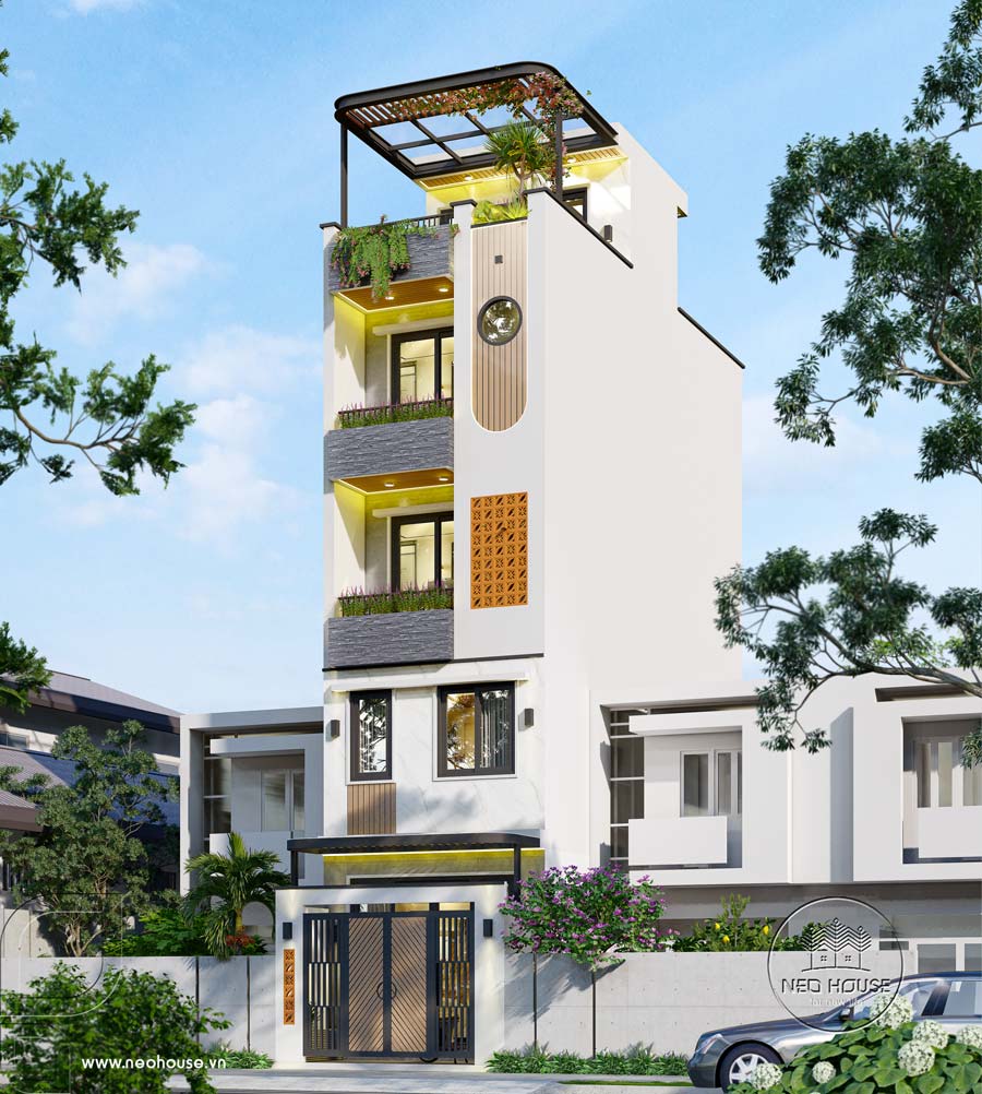 Thiết kế nhà phố 4 tầng 1 tum 4x10m 5 phòng ngủ hiện đại tại HCM. Ảnh 2
