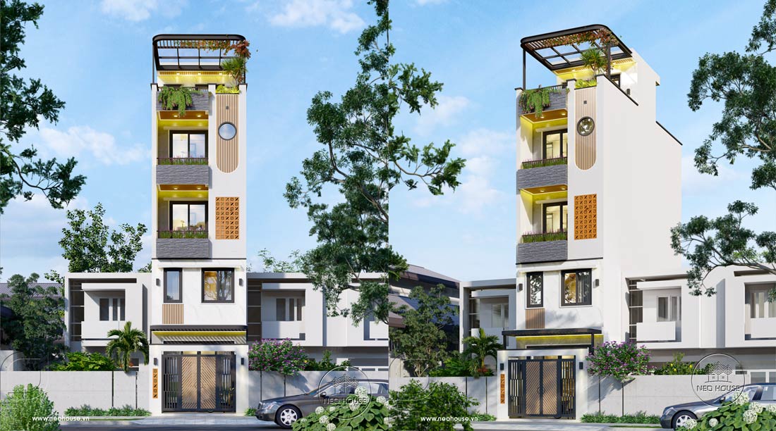 Tư vấn thiết kế nhà phố 4 tầng 1 tum 4x10m 5 phòng ngủ hiện đại