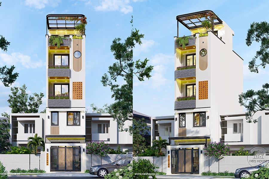 Mẫu nhà phố 4 tầng 1 tum 4x10m 5 phòng ngủ