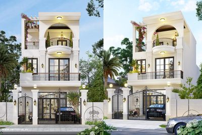 Thiết Kế Nhà Phố 2 Tầng 1 Tum Mặt Tiền 6m Tân Cổ điển Tại Phú Thọ – NP104