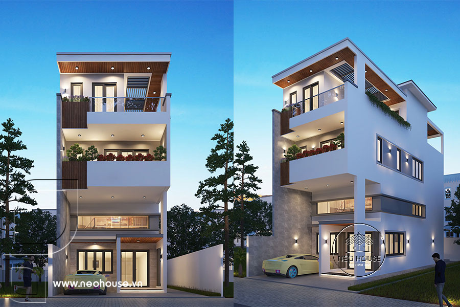 Nhà phố hiện đại 3 tầng 1 lửng mặt tiền 6m