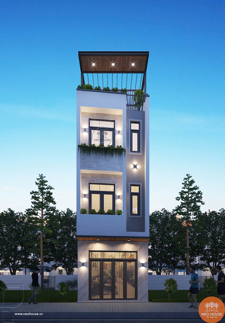 Phối cảnh nhà phố 3 tầng 1 tum 4 phòng ngủ mặt tiền 4m. Ảnh 1