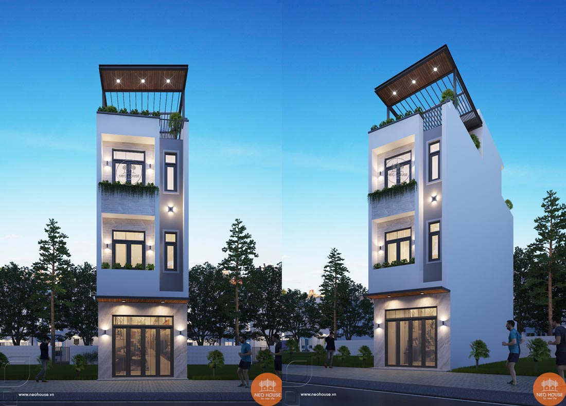Hỗ trợ tư vấn thiết kế nhà phố 3 tầng 1 tum 4 phòng ngủ mặt tiền 4m