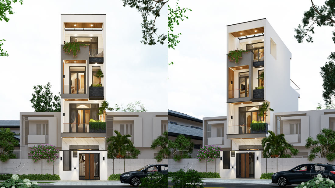 Mẫu thiết kế nhà phố 4 tầng hiện đại mặt tiền 4m tại HCM. Ảnh 1