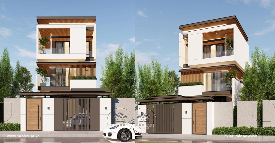 Tư vấn thiết kế nhà phố hiện đại 3 tầng mặt tiền 5.5m có gara